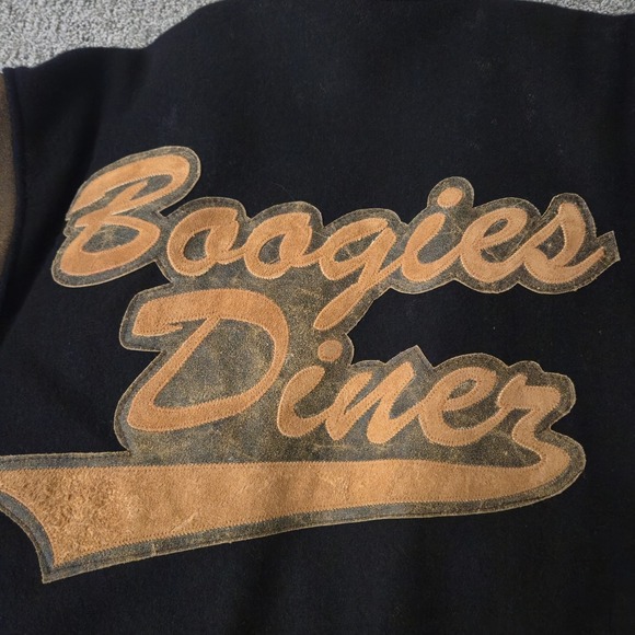 Vintage Boogies Diner Las Vegas Varsity Jacket Leather And Wool Size XXL - Picture 2 of 8
